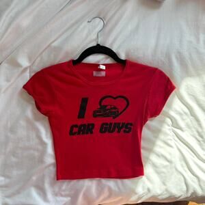 Red I Love Car Guys baby tee